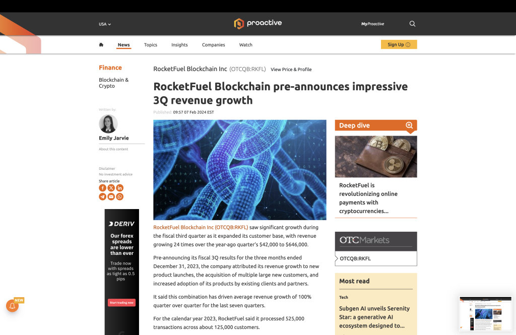 RocketFuel Blockchain pre-announces impressive 3Q revenue growth ...