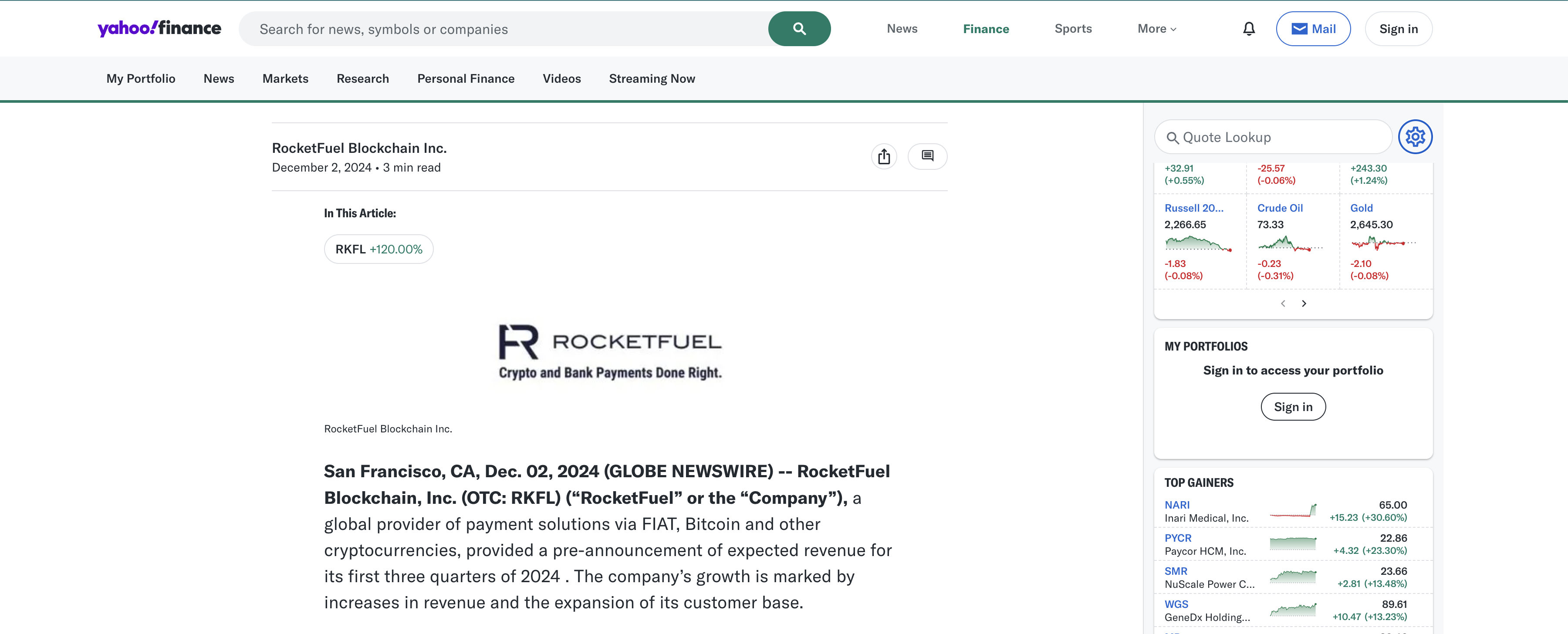 RocketFuel Pre-Announces Record Growth In Q1-Q3 2024 - RocketFuel